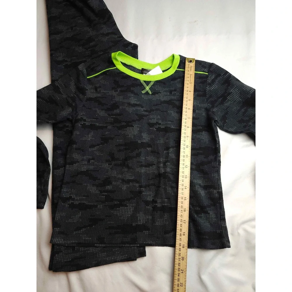 Cuddl Duds Boys Pajama Set L 10/12 Camo Thermal Waffle Knit 2pc